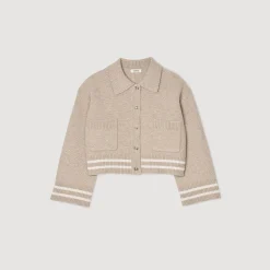 Pulls & Cardigans*SANDRO Cardigan à Point Fantaisie Beige