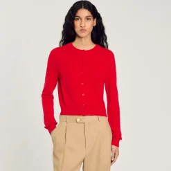 Ensembles|Pulls & Cardigans*SANDRO Cardigan à Volants Rouge