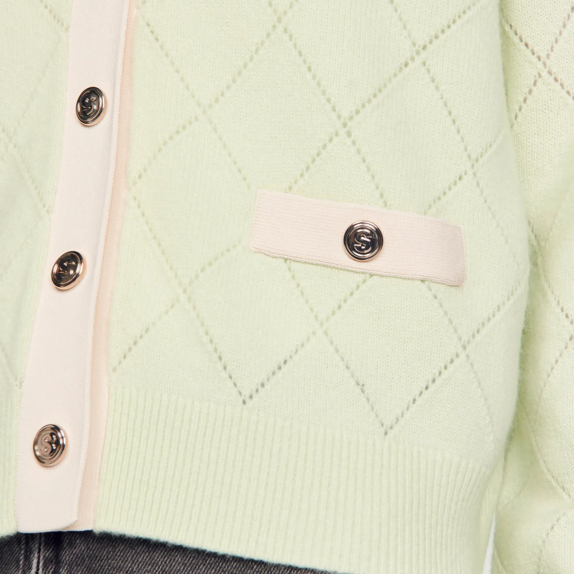 Pulls & Cardigans*SANDRO Cardigan Bicolore Vert Amande