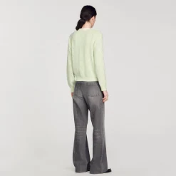 Pulls & Cardigans*SANDRO Cardigan Bicolore Vert Amande