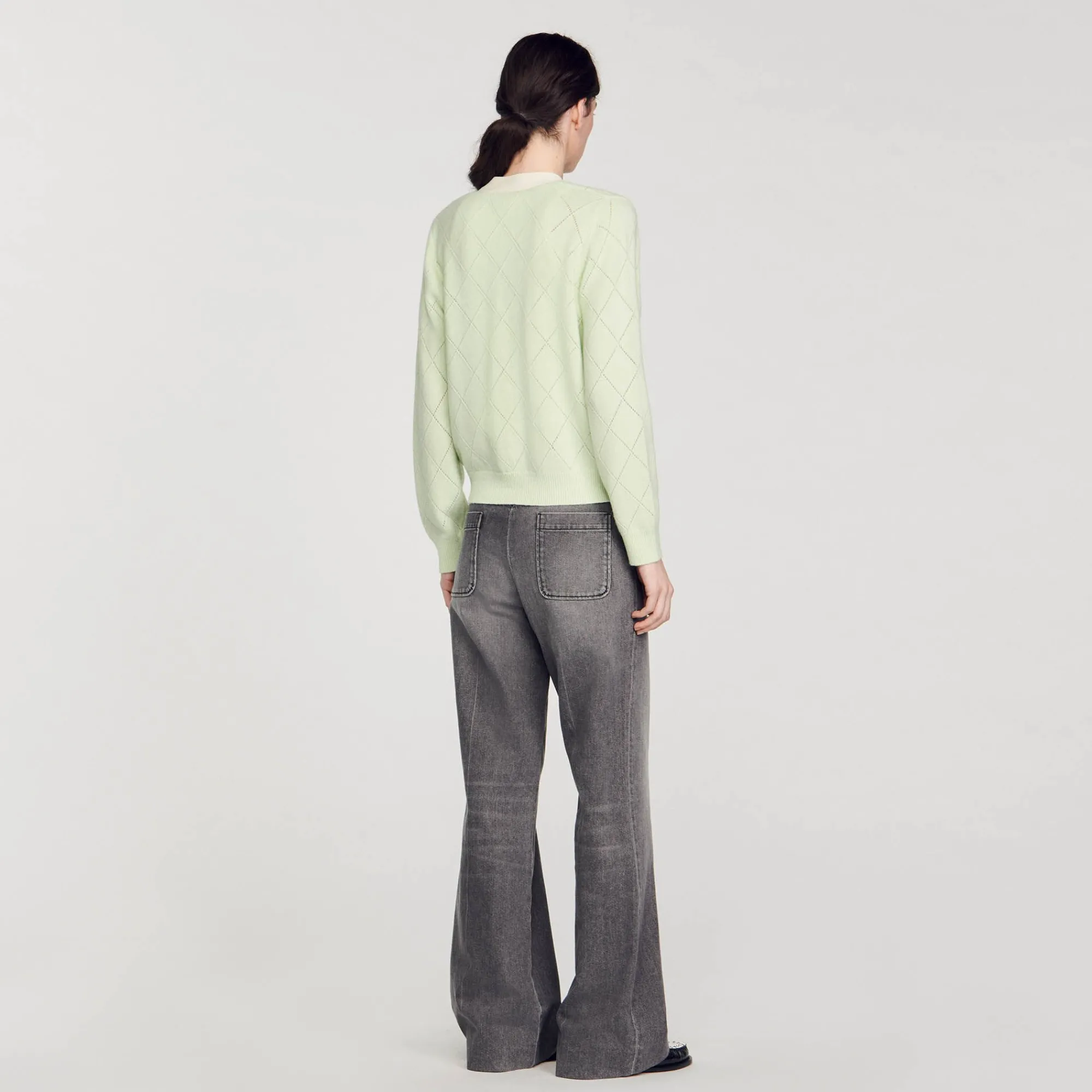 Pulls & Cardigans*SANDRO Cardigan Bicolore Vert Amande