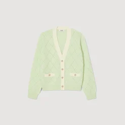 Pulls & Cardigans*SANDRO Cardigan Bicolore Vert Amande