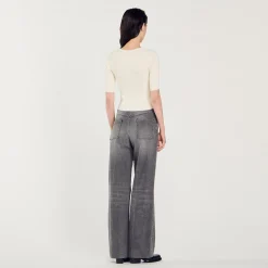 Pulls & Cardigans*SANDRO Cardigan Court Côtelé blanc