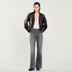 Pulls & Cardigans*SANDRO Cardigan Court Côtelé blanc
