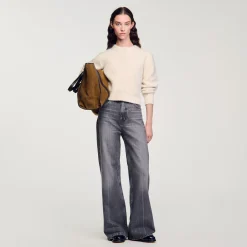 Pulls & Cardigans*SANDRO Cardigan Court En Maille Duveteuse Ecru