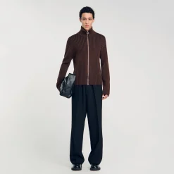 Pulls & Gilets*SANDRO Cardigan Côtelé Marron Clair