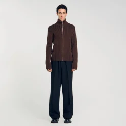 Pulls & Gilets*SANDRO Cardigan Côtelé Marron Clair