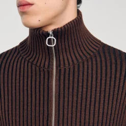Pulls & Gilets*SANDRO Cardigan Côtelé Marron Clair
