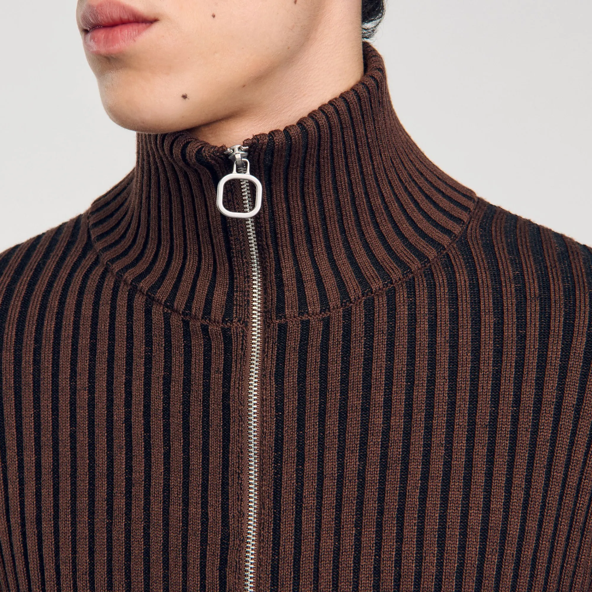 Pulls & Gilets*SANDRO Cardigan Côtelé Marron Clair