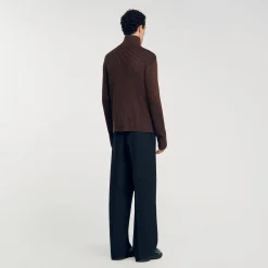 Pulls & Gilets*SANDRO Cardigan Côtelé Marron Clair