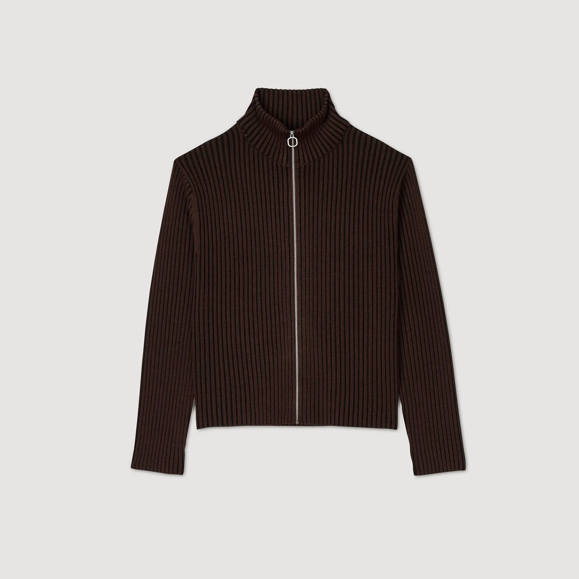 Pulls & Gilets*SANDRO Cardigan Côtelé Marron Clair