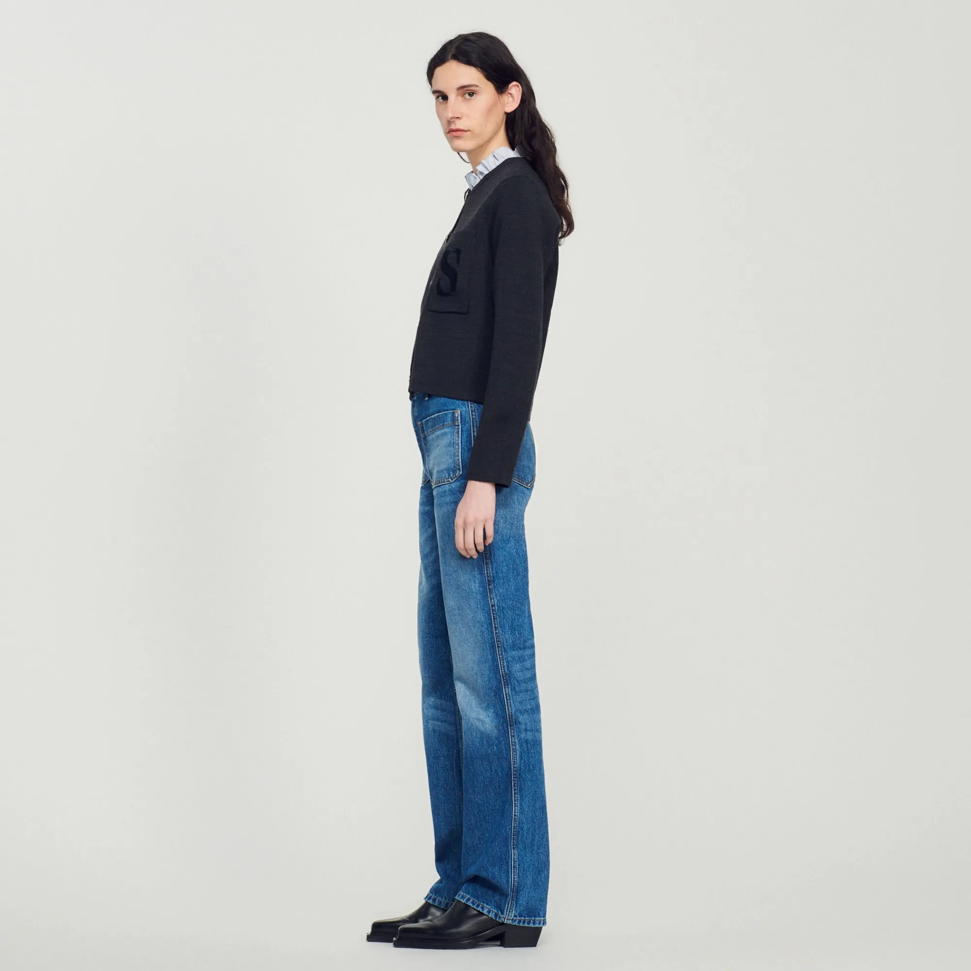 Pulls & Cardigans*SANDRO Cardigan En Laine Certifiée Anthracite