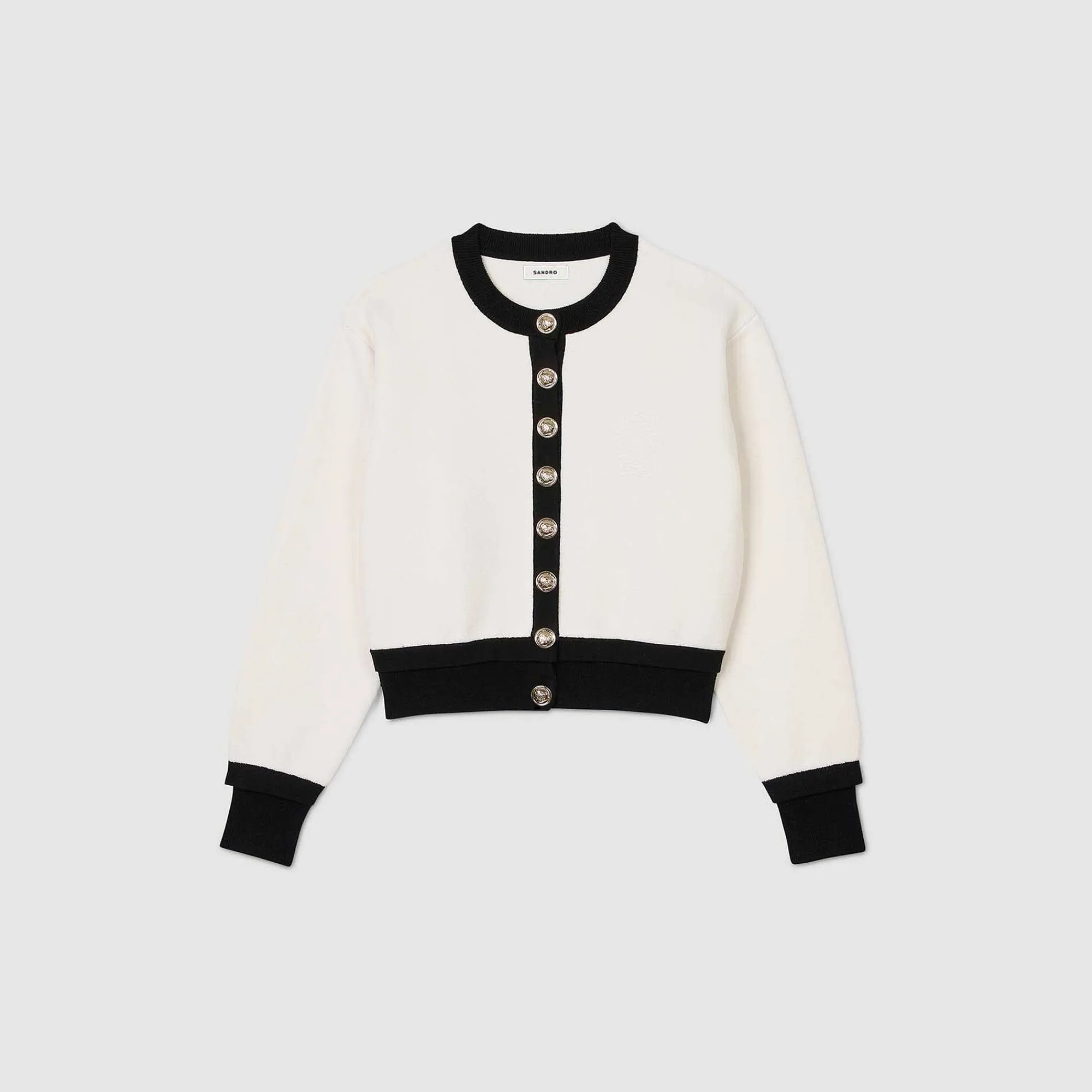 Pulls & Cardigans*SANDRO Cardigan En Maille Ecru / Noir