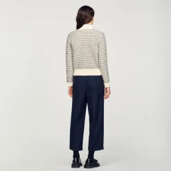 Pulls & Cardigans*SANDRO Cardigan En Maille à Rayures Ecru