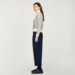 Pulls & Cardigans*SANDRO Cardigan En Maille à Rayures Ecru