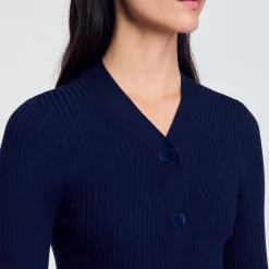 Pulls & Cardigans*SANDRO Cardigan En Maille Côtelée Marine