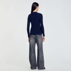 Pulls & Cardigans*SANDRO Cardigan En Maille Côtelée Marine
