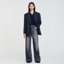 Pulls & Cardigans*SANDRO Cardigan En Maille Côtelée Marine