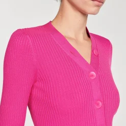 Pulls & Cardigans*SANDRO Cardigan En Maille Côtelée Fushia