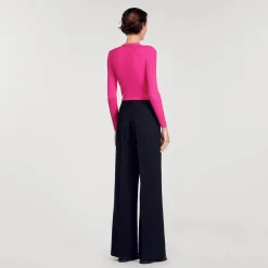 Pulls & Cardigans*SANDRO Cardigan En Maille Côtelée Fushia