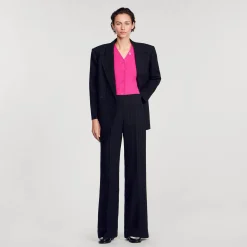 Pulls & Cardigans*SANDRO Cardigan En Maille Côtelée Fushia