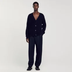 Pulls & Gilets*SANDRO Cardigan En Maille Côtelée Marine