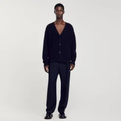Pulls & Gilets*SANDRO Cardigan En Maille Côtelée Marine