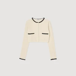 Pulls & Cardigans*SANDRO Cardigan En Maille Pointelle Ecru