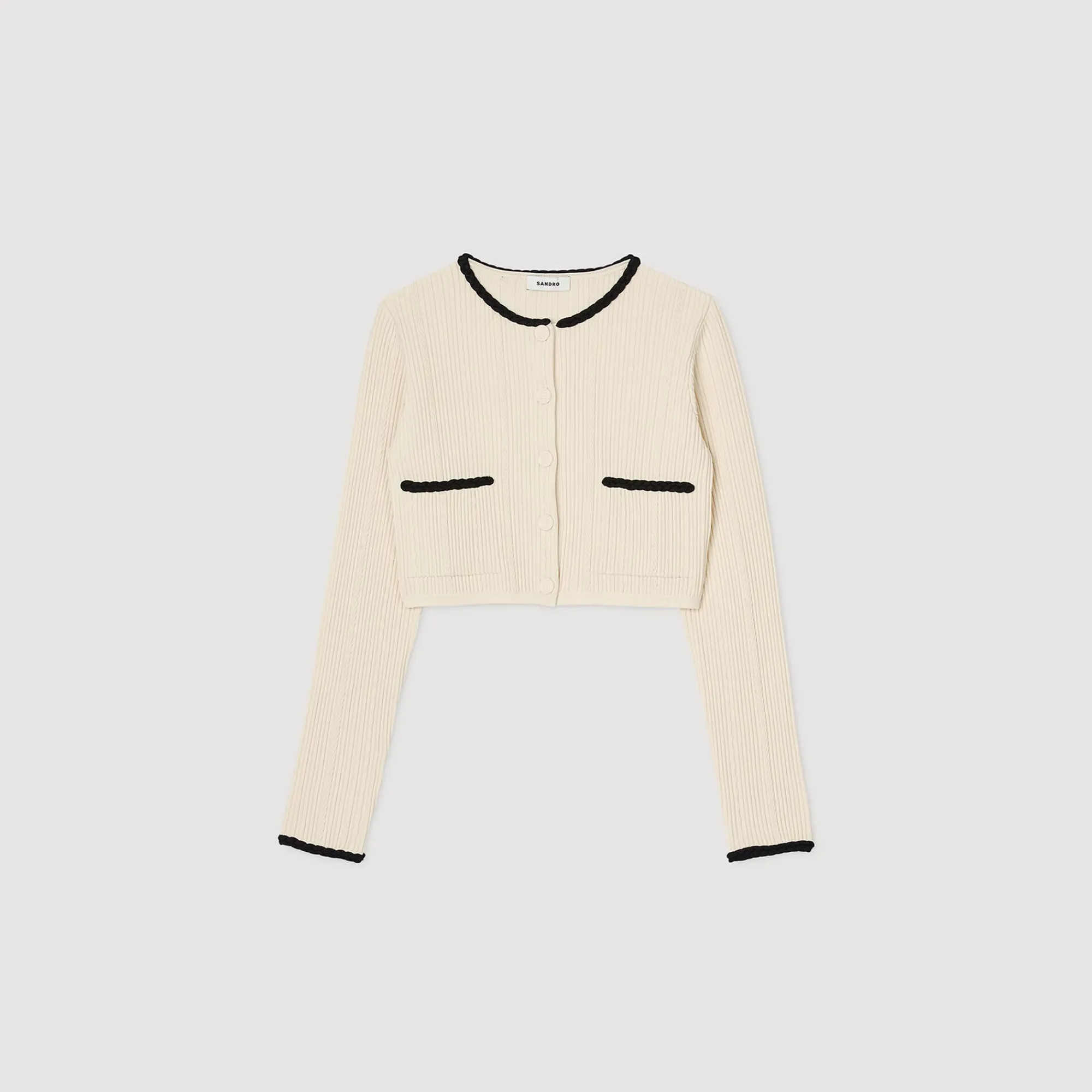 Pulls & Cardigans*SANDRO Cardigan En Maille Pointelle Ecru