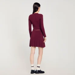 Ensembles|Pulls & Cardigans*SANDRO Cardigan En Maille Torsadée Bordeaux