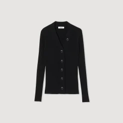 Pulls & Cardigans*SANDRO Cardigan En Viscose Certifiée Noir