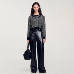 Ensembles|Pulls & Cardigans*SANDRO Cardigan Jacquard Carreaux Noir