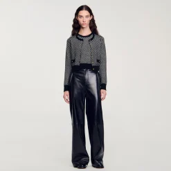 Ensembles|Pulls & Cardigans*SANDRO Cardigan Jacquard Carreaux Noir