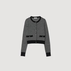 Ensembles|Pulls & Cardigans*SANDRO Cardigan Jacquard Carreaux Noir