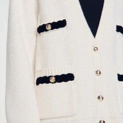 Pulls & Cardigans*SANDRO Cardigan Long En Laine Ecru