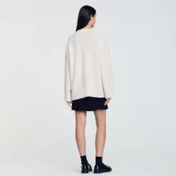 Pulls & Cardigans*SANDRO Cardigan Long En Laine Ecru