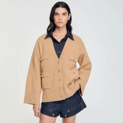 Pulls & Cardigans*SANDRO Cardigan Long En Laine Camel