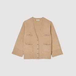 Pulls & Cardigans*SANDRO Cardigan Long En Laine Camel
