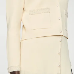 Ensembles|Pulls & Cardigans*SANDRO Cardigan Orné De Perles Beige