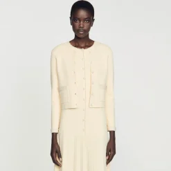 Ensembles|Pulls & Cardigans*SANDRO Cardigan Orné De Perles Beige