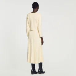 Ensembles|Pulls & Cardigans*SANDRO Cardigan Orné De Perles Beige