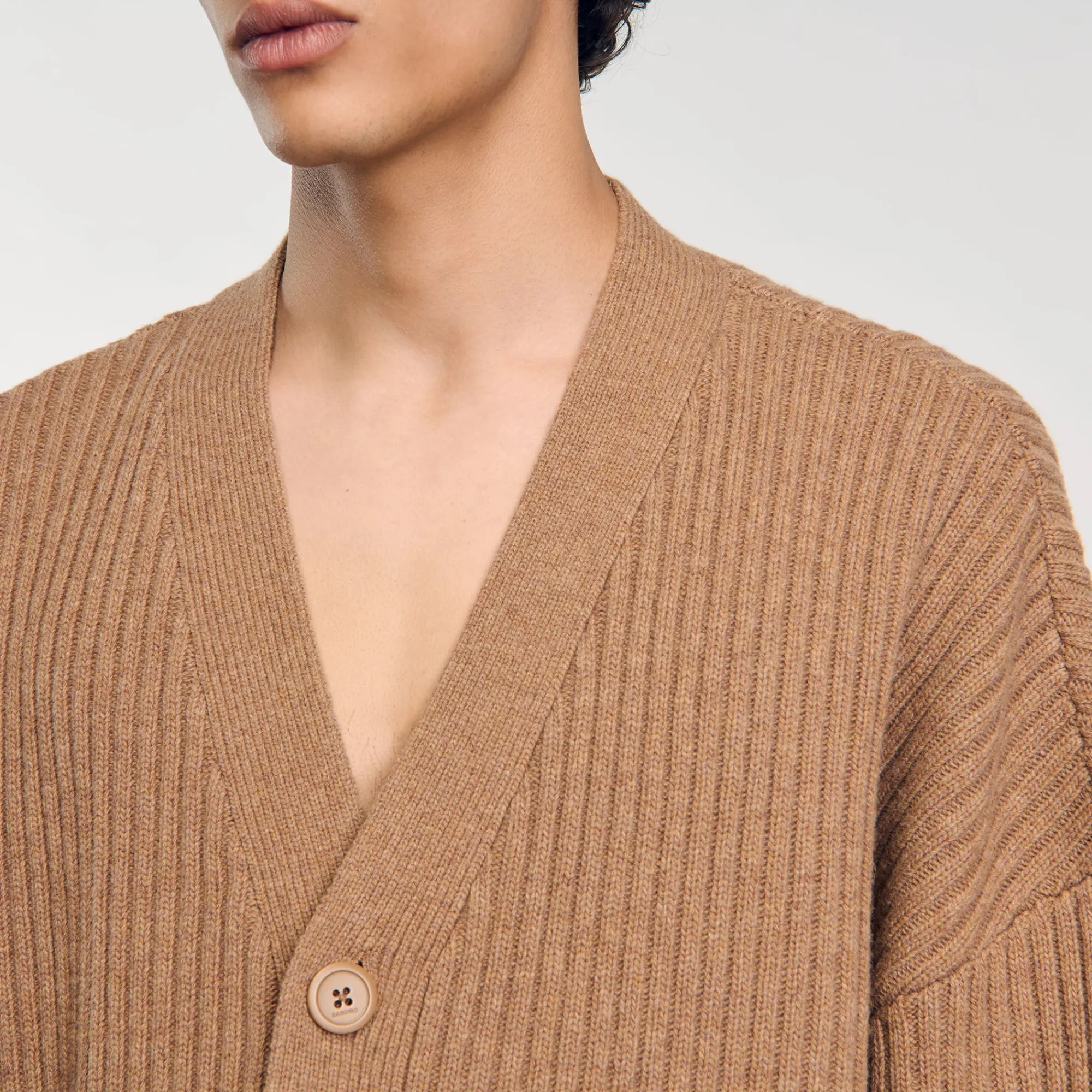 Pulls & Gilets*SANDRO Cardigan Oversize à Côtes Praline