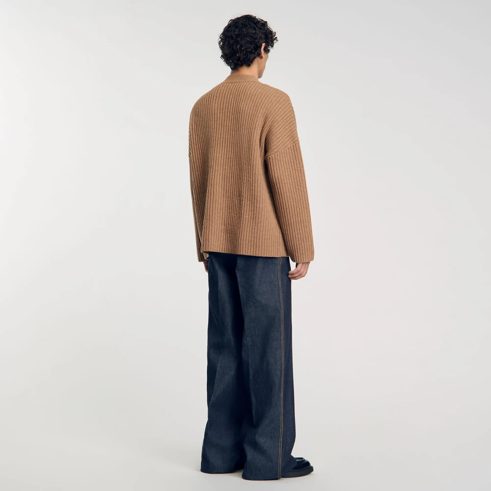 Pulls & Gilets*SANDRO Cardigan Oversize à Côtes Praline