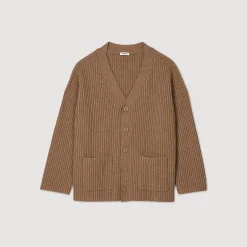 Pulls & Gilets*SANDRO Cardigan Oversize à Côtes Praline
