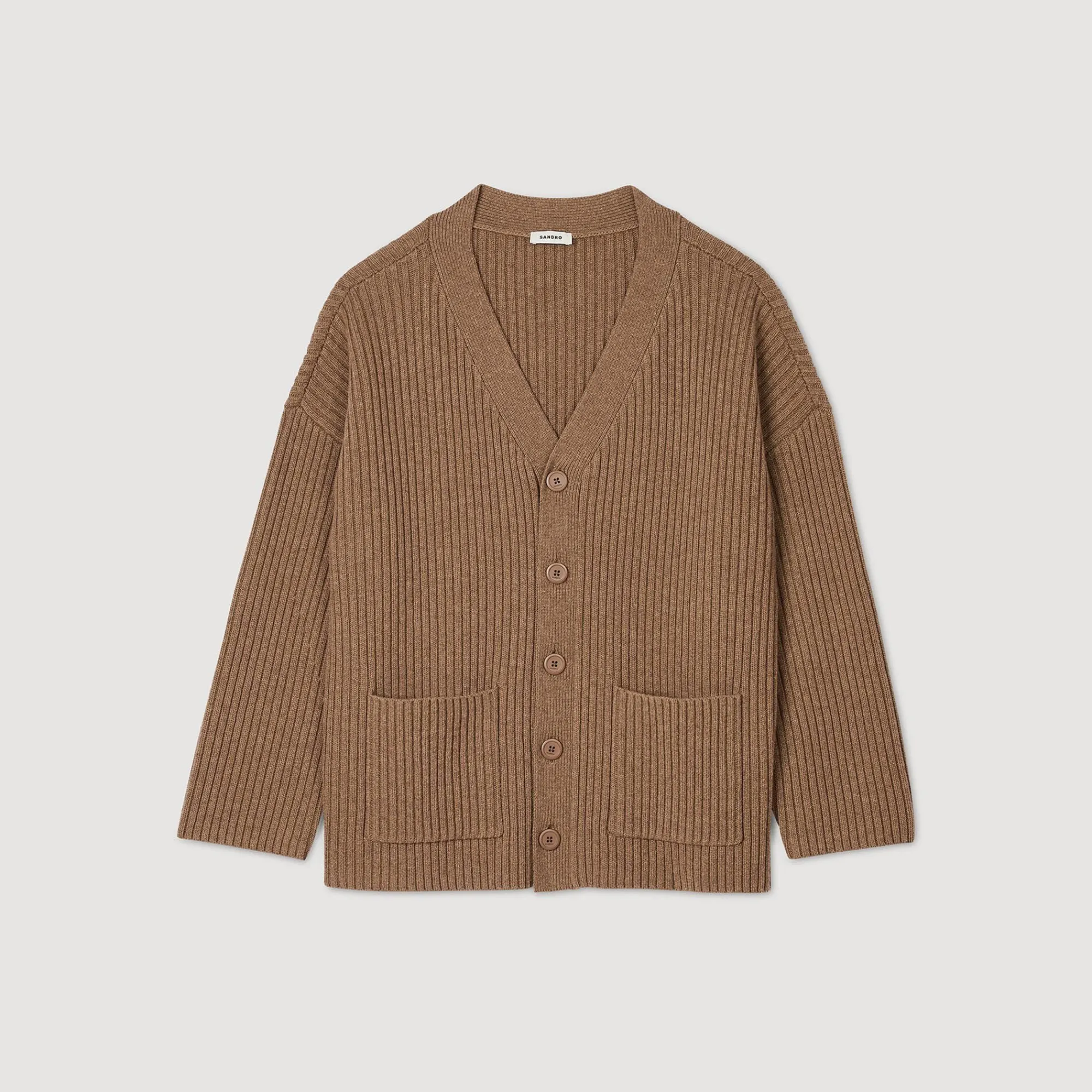 Pulls & Gilets*SANDRO Cardigan Oversize à Côtes Praline