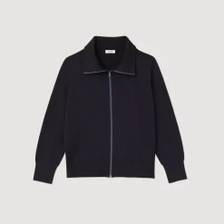 Pulls & Gilets*SANDRO Cardigan Zippé En Laine Marine