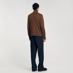 Pulls & Gilets*SANDRO Cardigan Zippé En Laine Caramel foncé