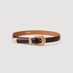 Ceintures*SANDRO Ceinture En Cuir Bordeaux
