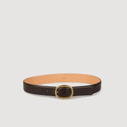 Ceintures*SANDRO Ceinture En Cuir Marron Foncé