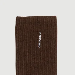 Chaussettes*SANDRO Chaussettes En Coton Marron Foncé